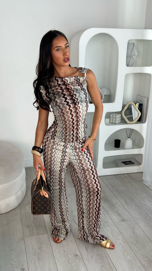 Coco Zigzag co-ord in Coffee